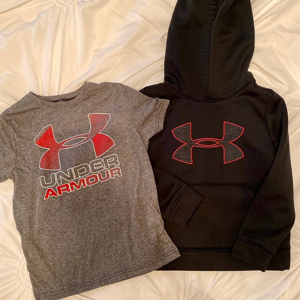 BOYS Under Armour Hoodie & Matching T Shirt Set